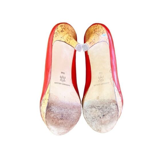 Antonio Melani Red Open Toe Pumps Size 9 - Picture 8 of 11